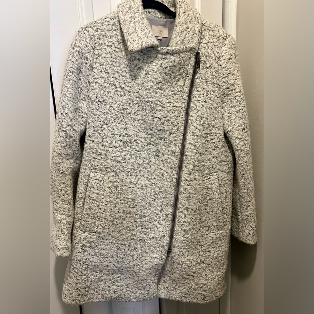 Loft Gray Textured Zip-Up Coat